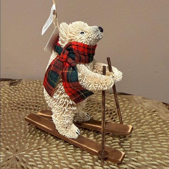 Pottery Barn Holiday Bottlebrush Snowman and Polar Bear Ski Ornament Set - Picture 9 of 12